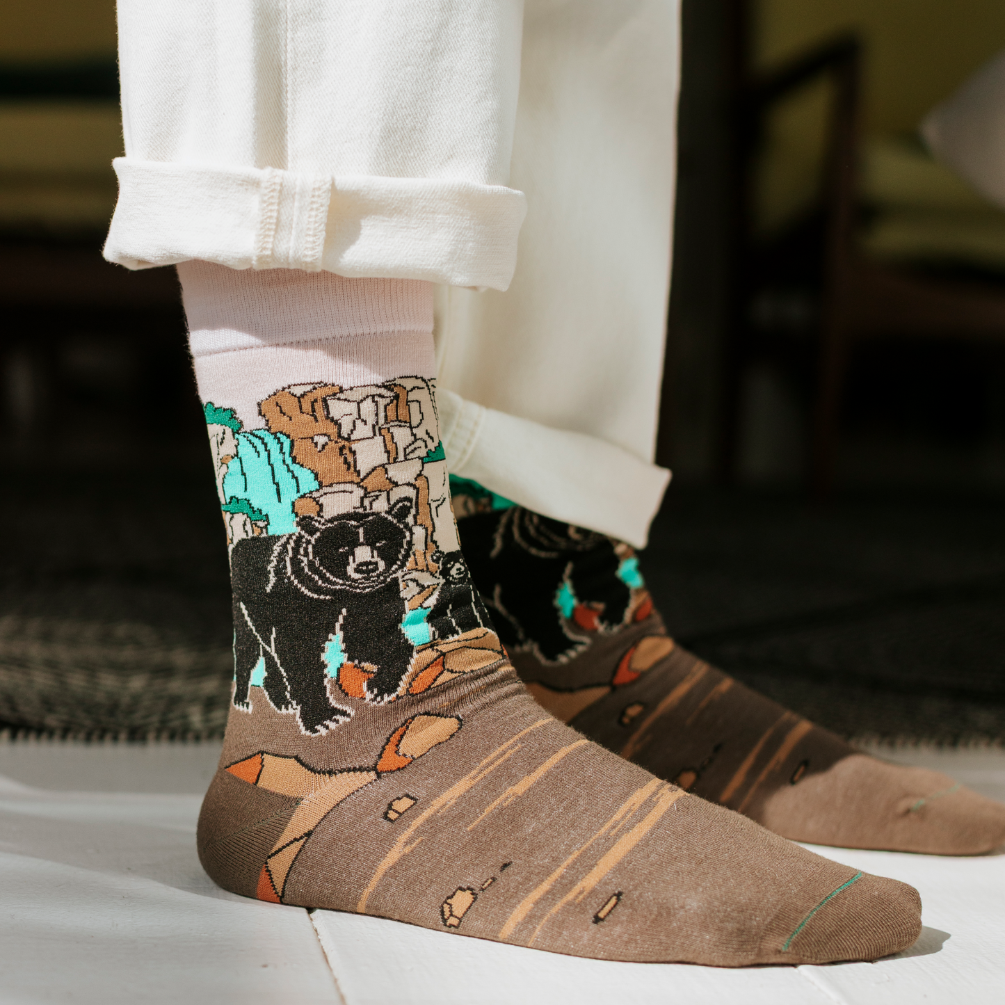 Black Bears Natural Bamboo Knit Socks