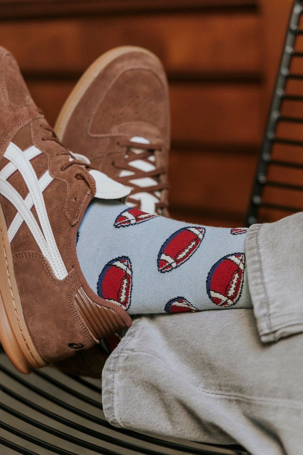 Footballs Natural Bamboo Knit Socks