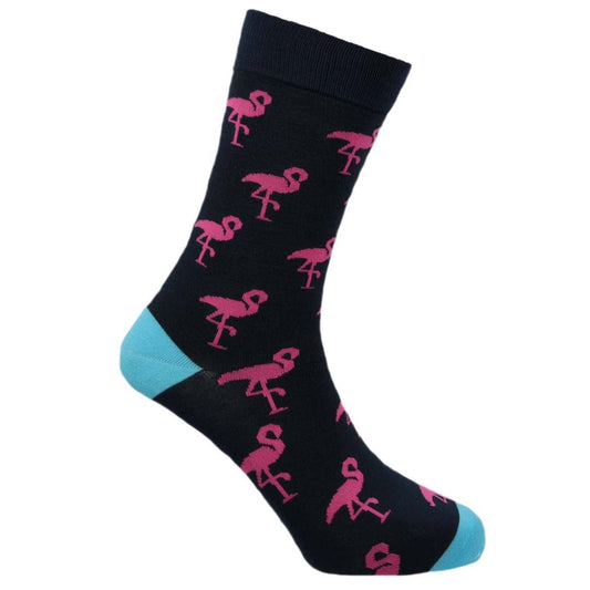 Flamingo Navy Natural Bamboo Knit Socks