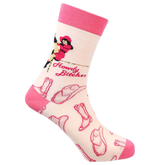 Howdy Bitches Natural Bamboo Knit Socks