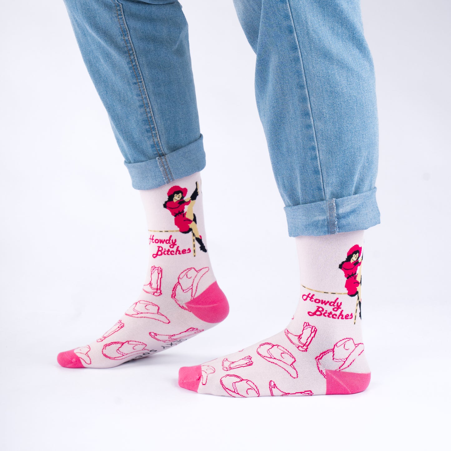 Howdy Bitches Natural Bamboo Knit Socks