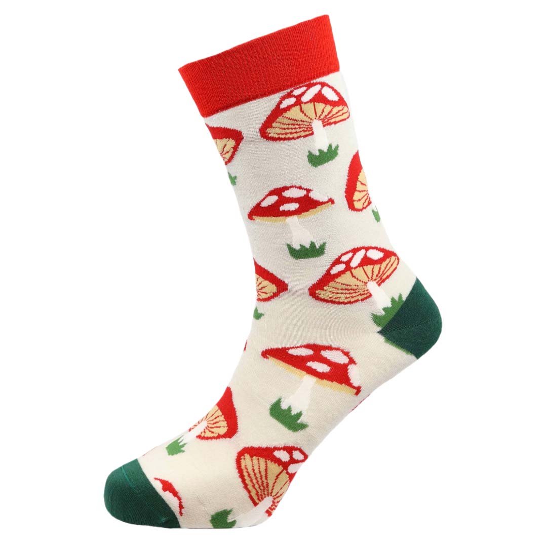 Mushrooms Natural Bamboo Knit Socks