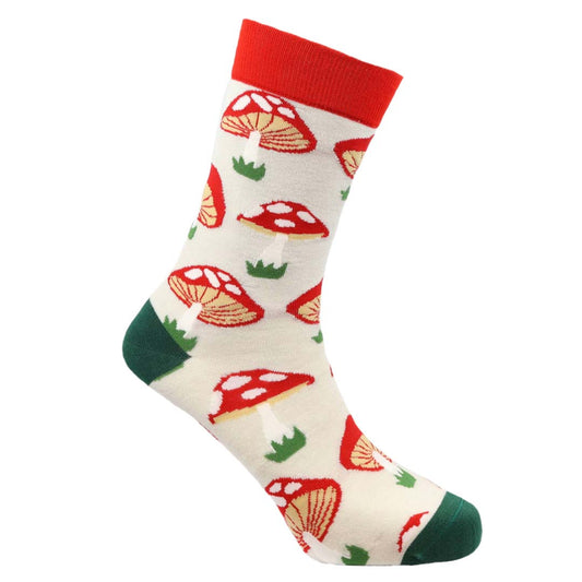 Mushrooms Natural Bamboo Knit Socks