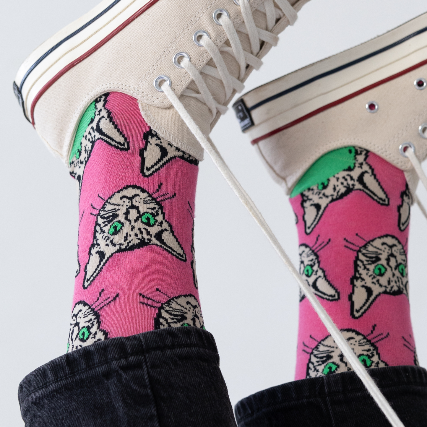 Pink Kitty Natural Bamboo Knit Socks