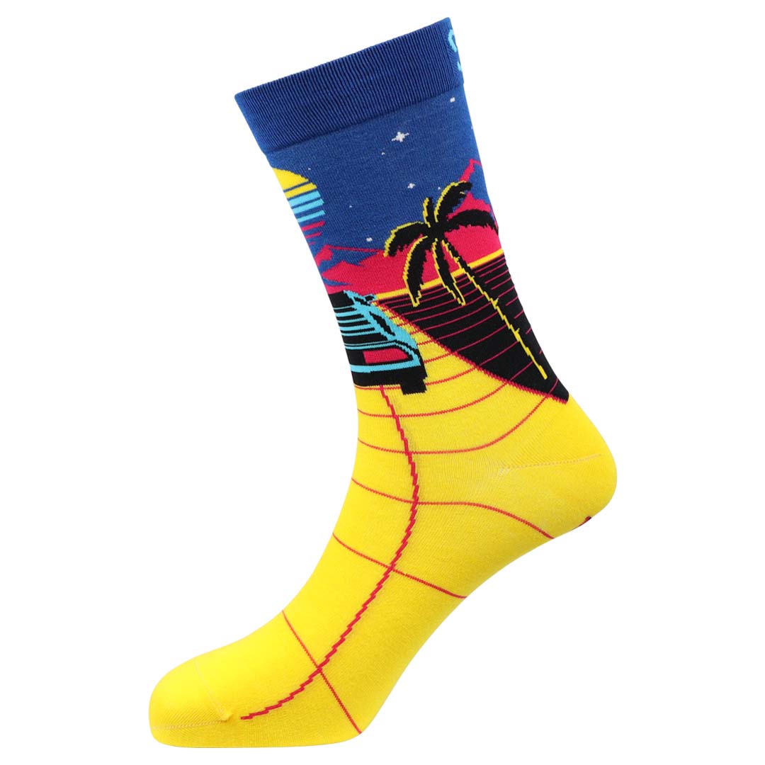 Retro Synthwave Natural Bamboo Knit Socks