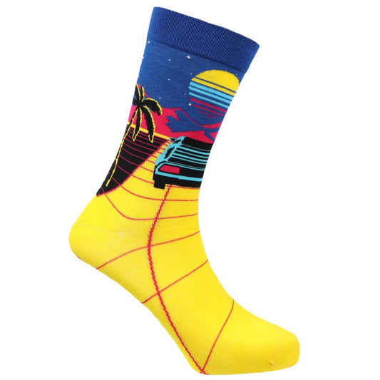 Retro Synthwave Natural Bamboo Knit Socks