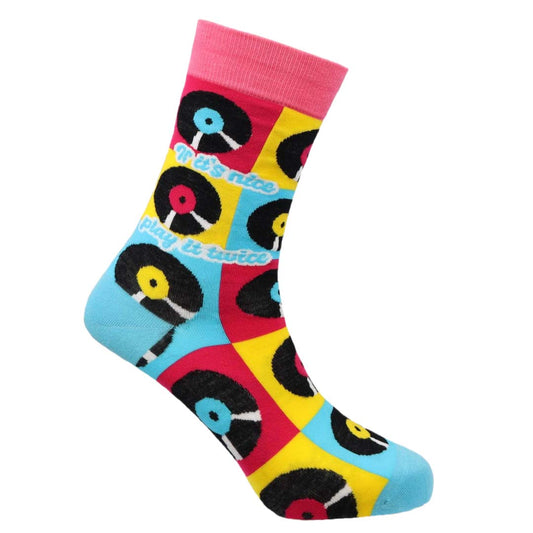 Retro Vinyl Natural Bamboo Knit Socks