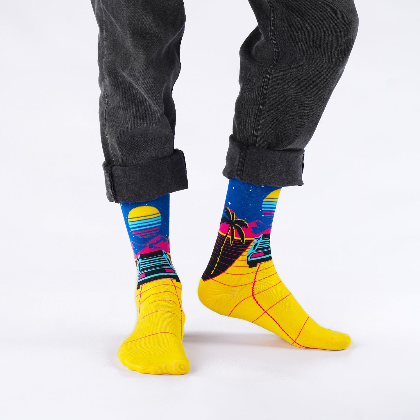 Retro Synthwave Natural Bamboo Knit Socks