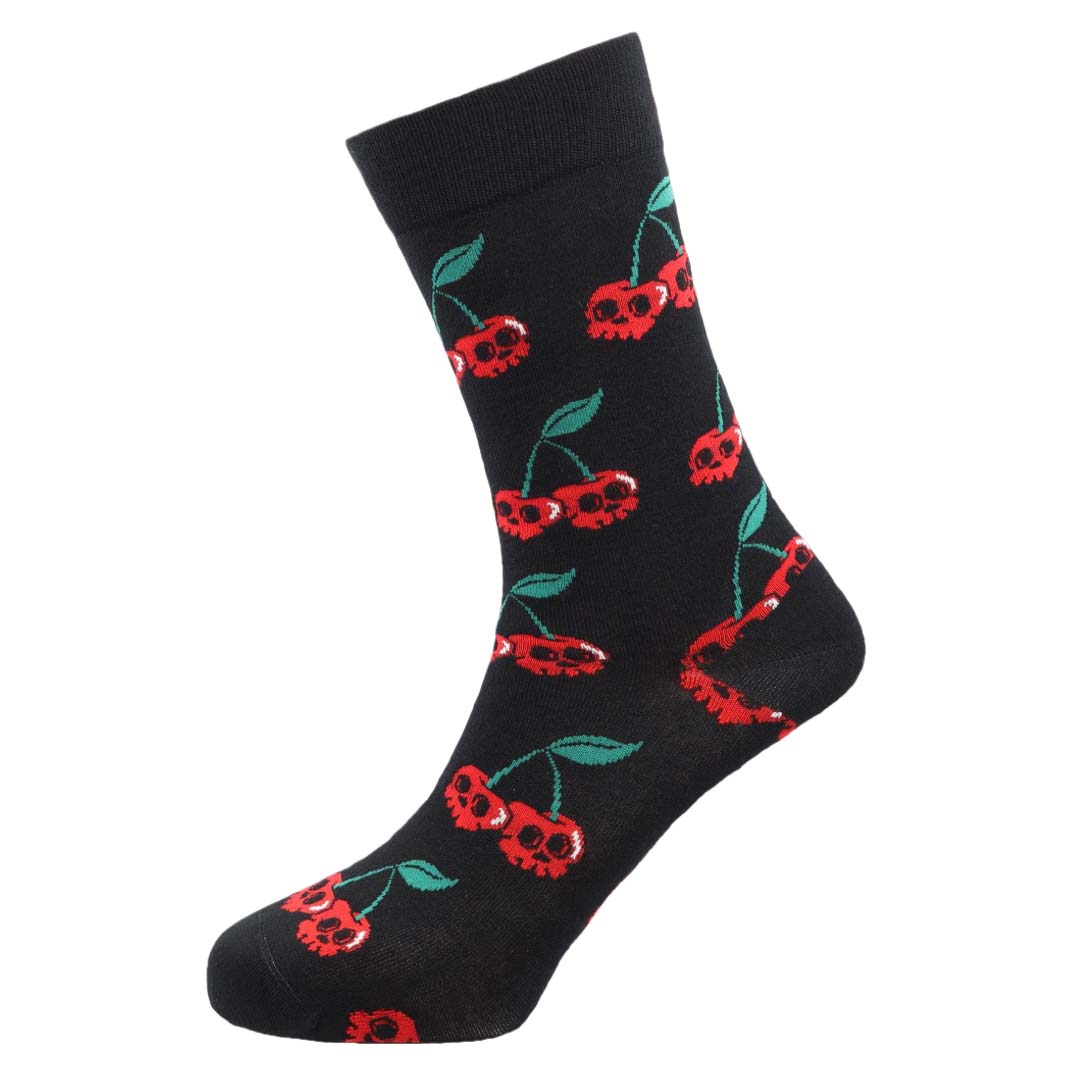 Skull Cherries Natural Bamboo Knit Socks