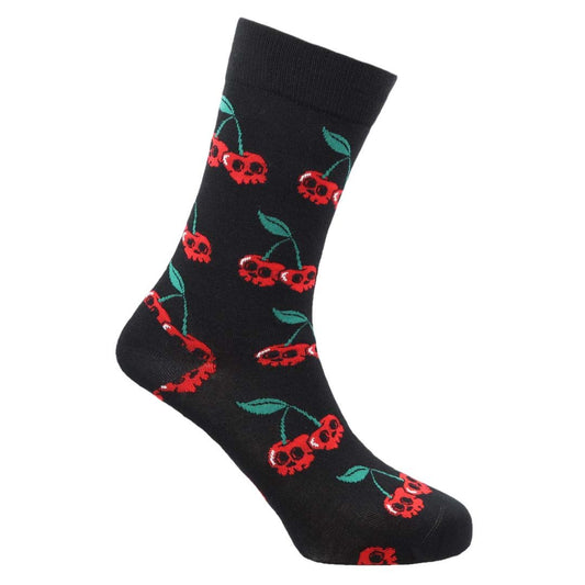 Skull Cherries Natural Bamboo Knit Socks