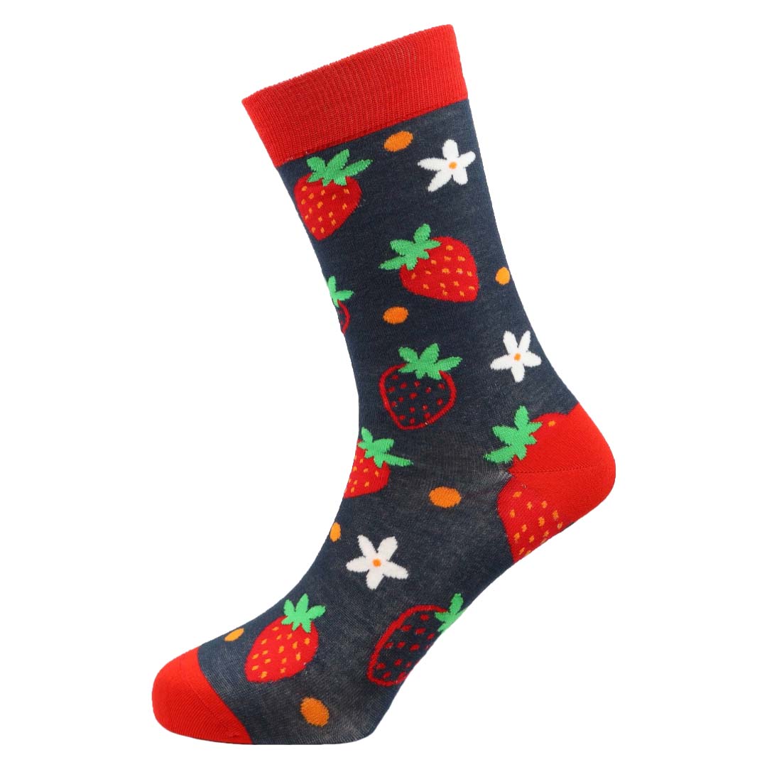 Strawberries Natural Bamboo Knit Socks