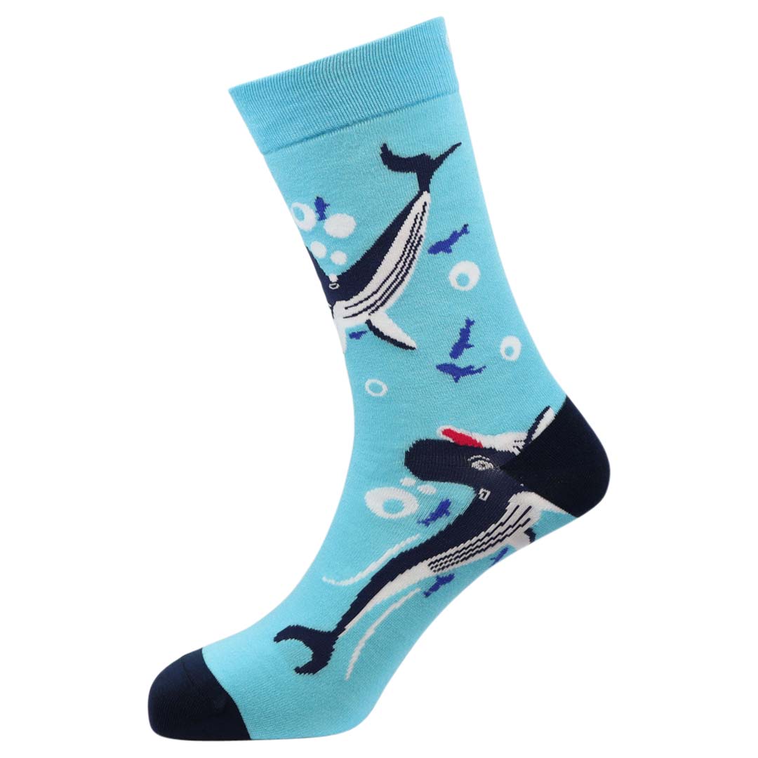 Whale of a Time Natural Bamboo Knit Socks
