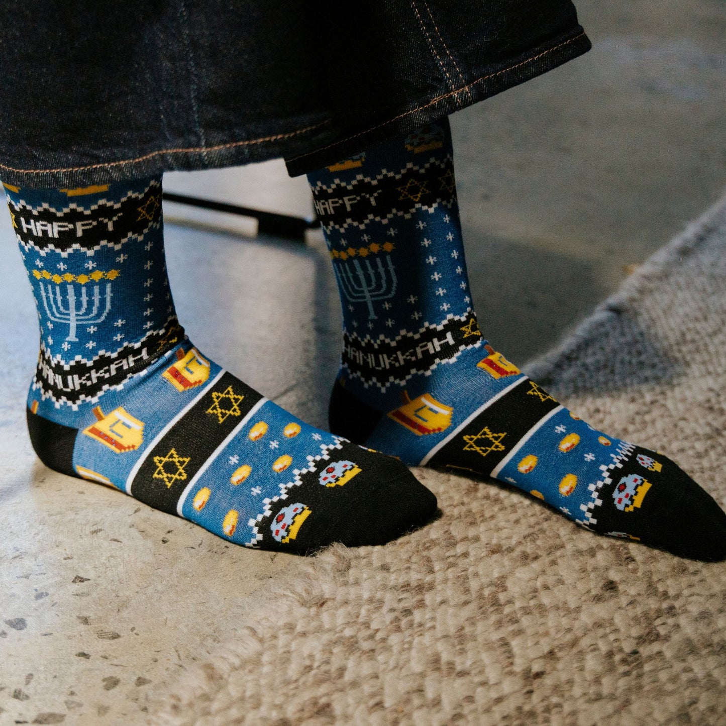 Happy Hanukkah Bamboo Crew Socks