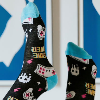 Retro Games Bamboo Crew Socks