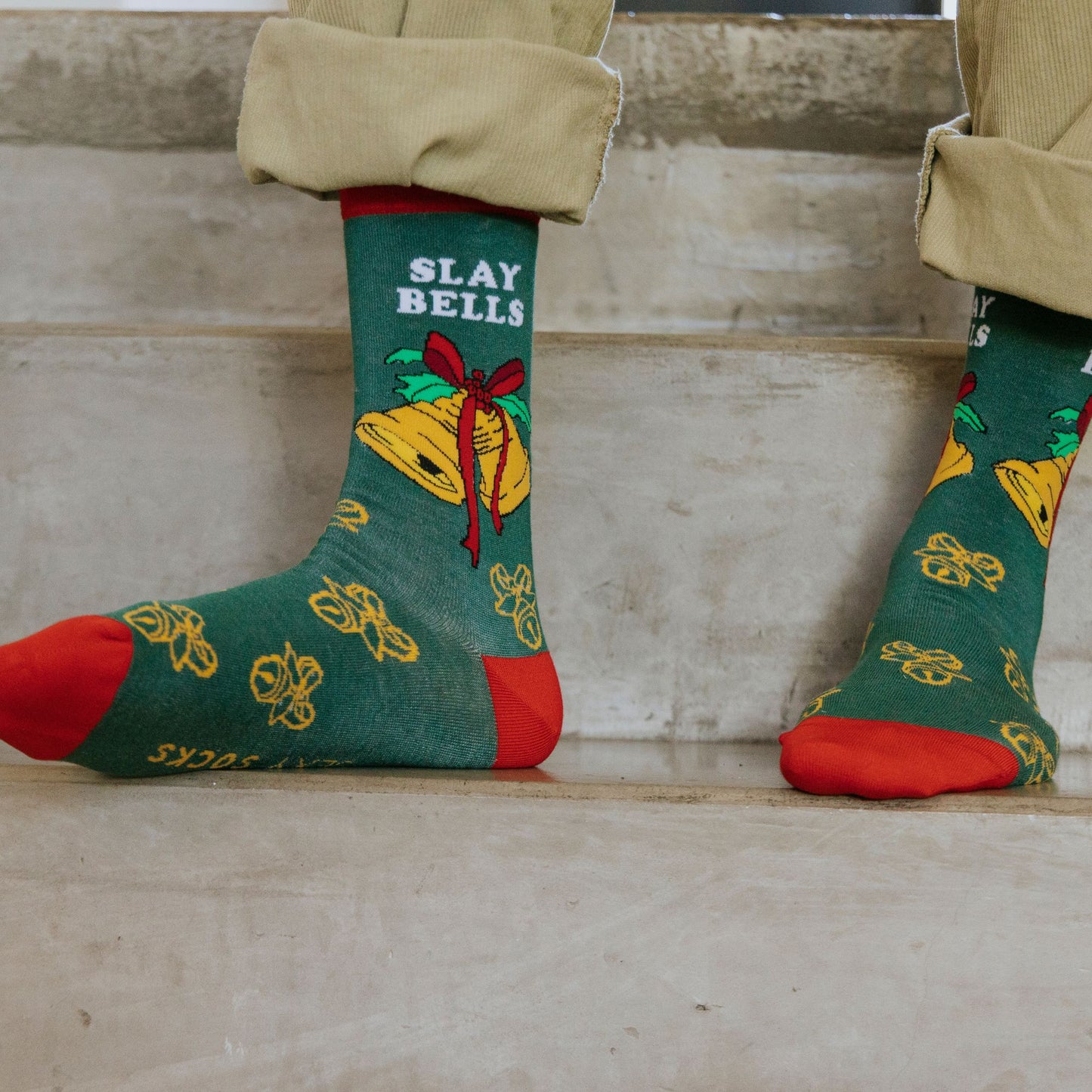 Slay Bells Natural Bamboo Knit Socks