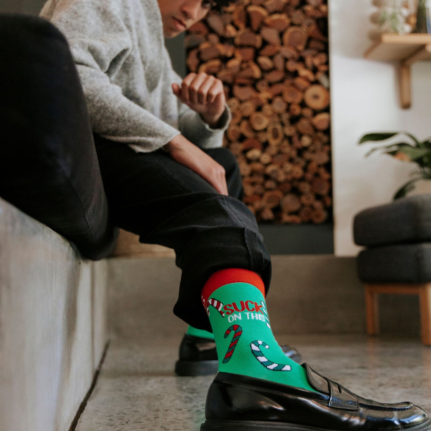 Candy Cane Christmas Bamboo Holiday Socks