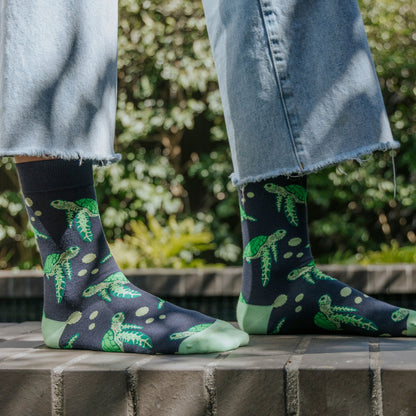 Sea Turtle Bamboo Crew Socks