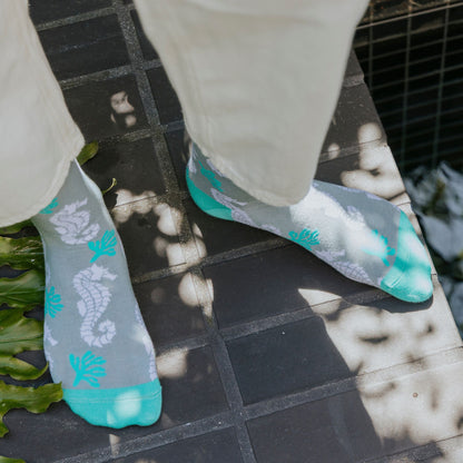 Sea Horses Bamboo Crew Socks