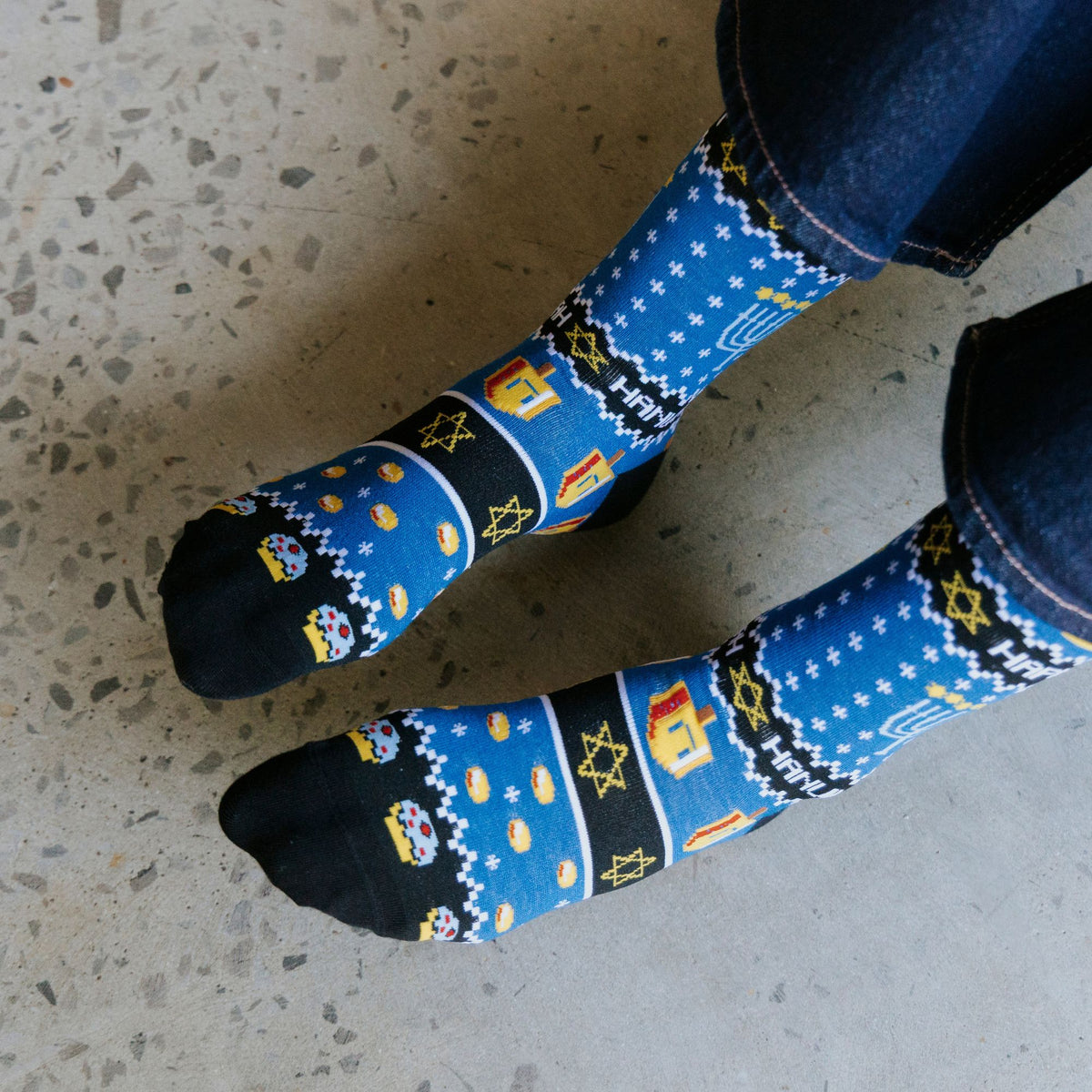 Hanukkah Natural Bamboo Knit Socks