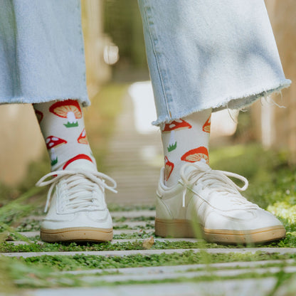 Mushrooms Natural Bamboo Knit Socks