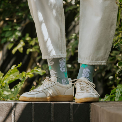 Sea Horses Bamboo Crew Socks