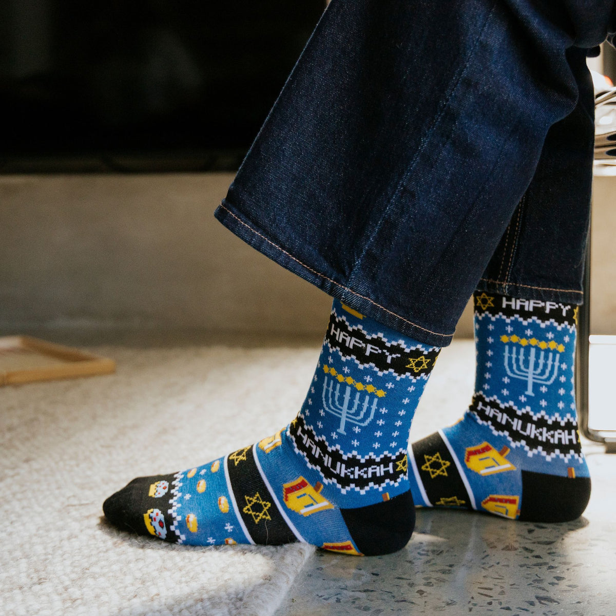 Hanukkah Natural Bamboo Knit Socks