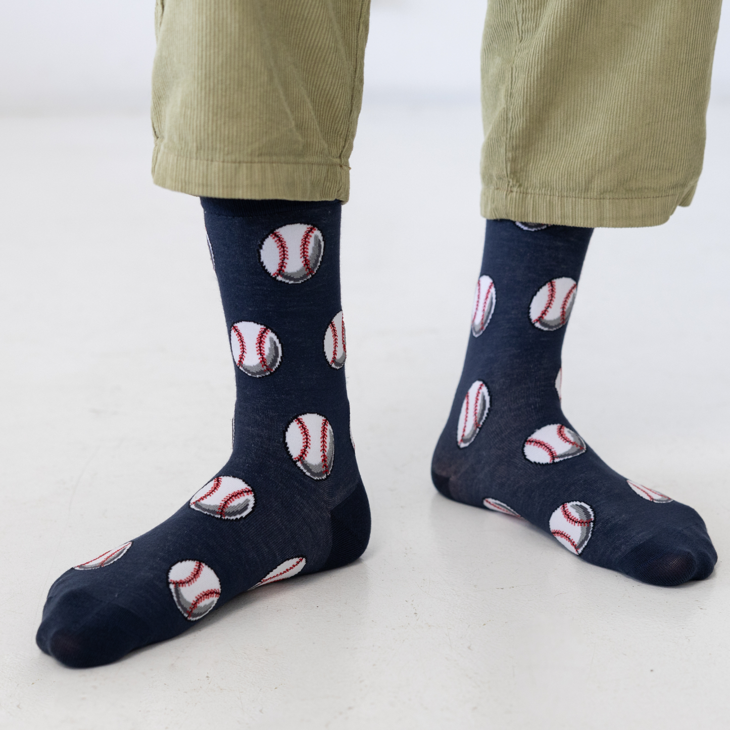 Baseballs Natural Bamboo Knit Socks
