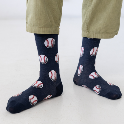 Baseballs Natural Bamboo Knit Socks