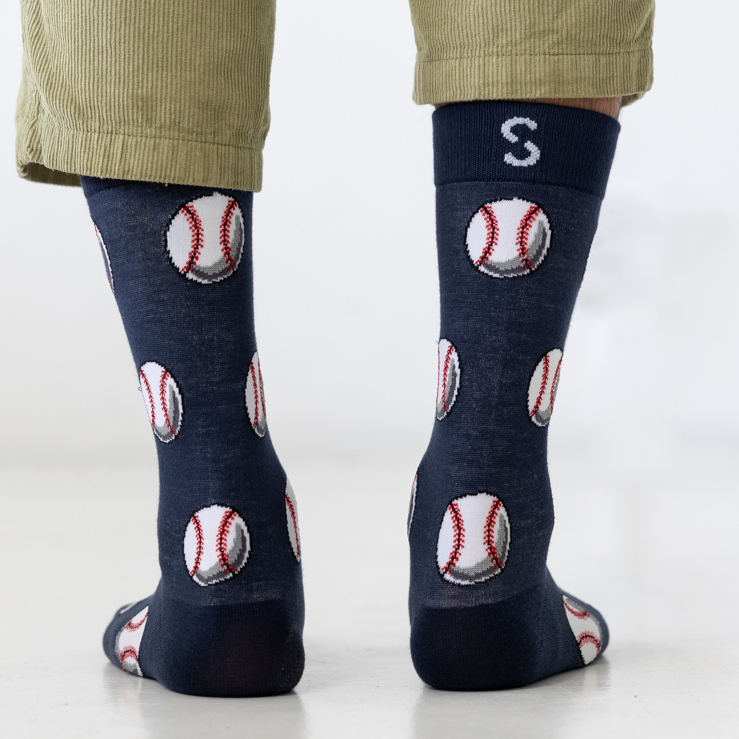 Baseballs Natural Bamboo Knit Socks