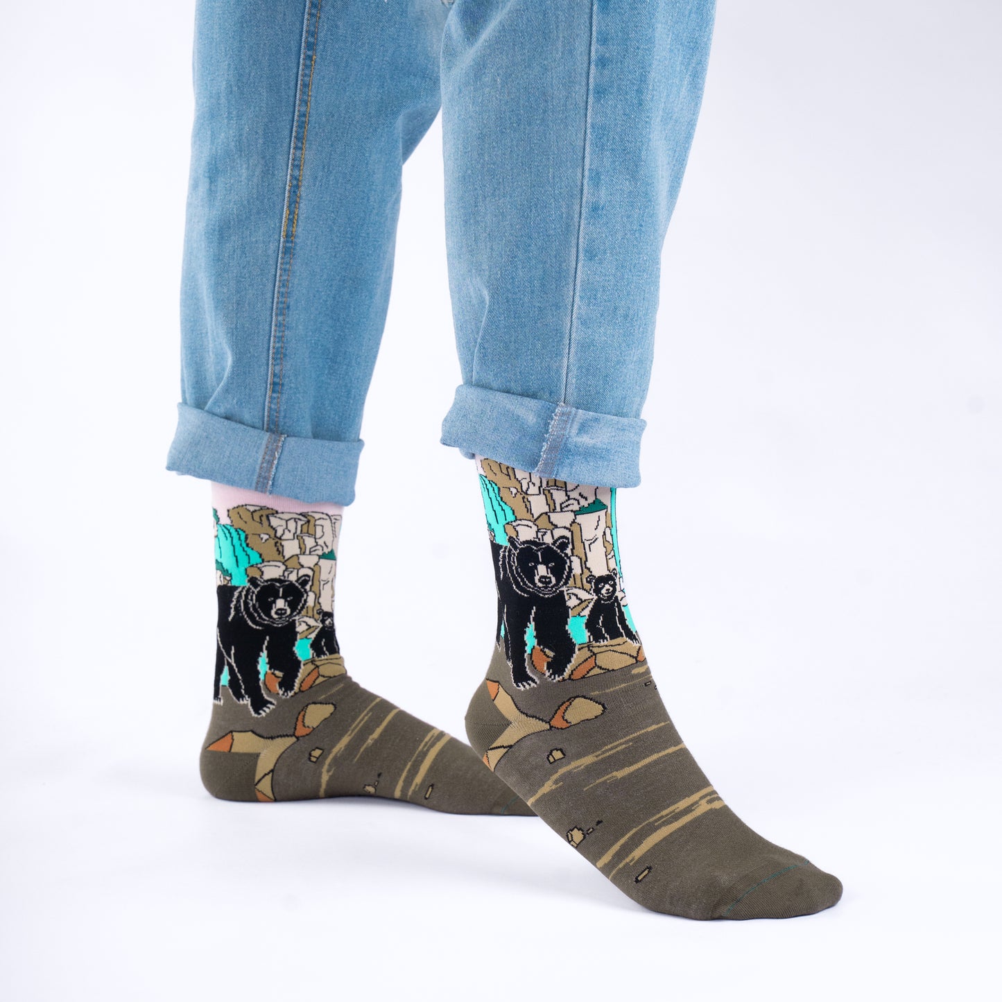 Black Bear Bamboo Forest Animal Socks