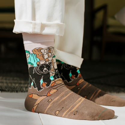 Black Bears Natural Bamboo Knit Socks