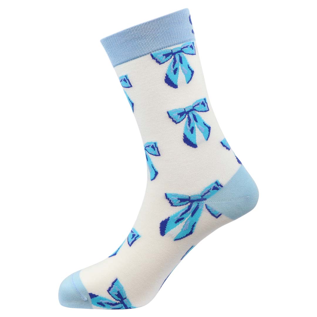 Blue Bows Natural Bamboo Knit Socks