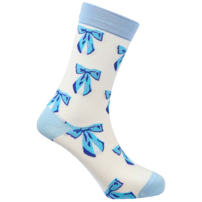 Blue Bows Natural Bamboo Knit Socks