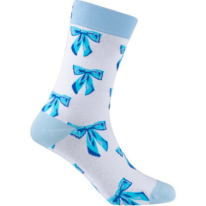 Blue Bows Cute Bamboo Knit Socks for Women