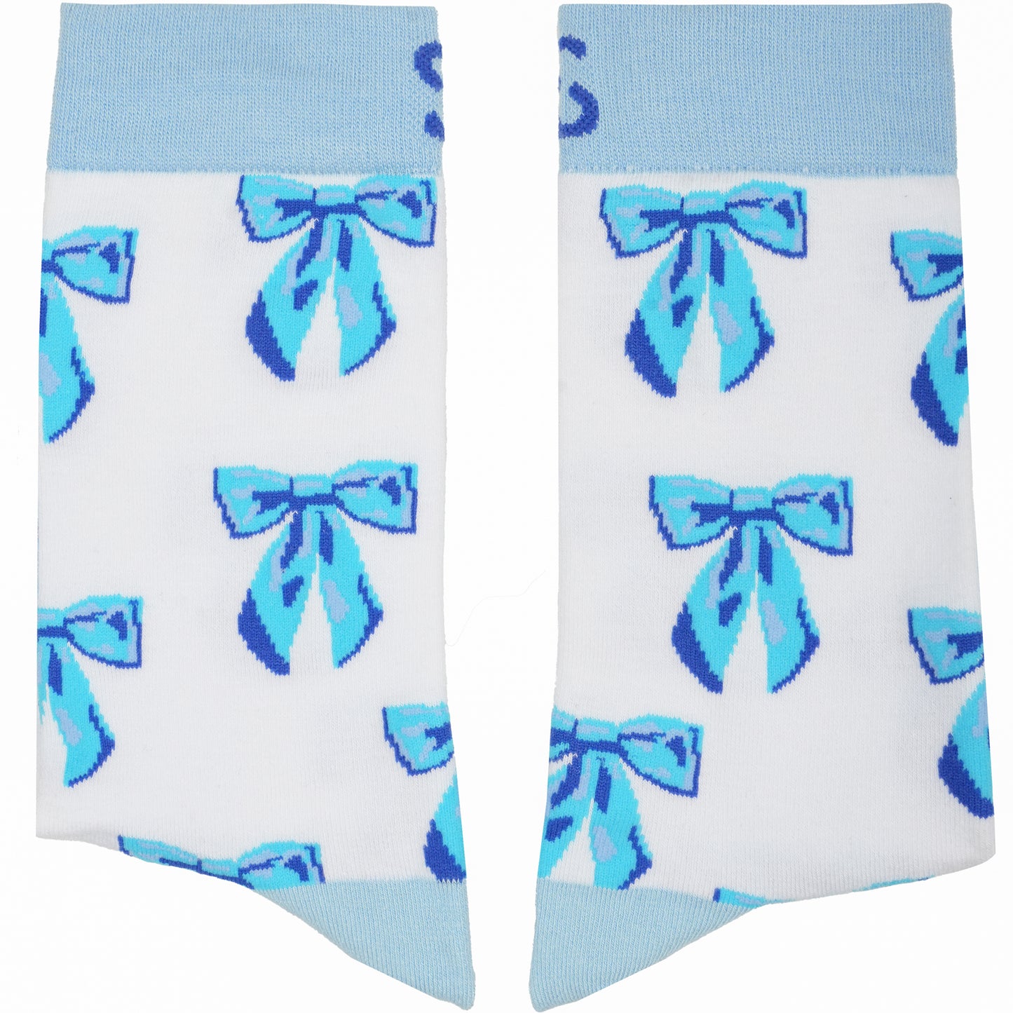 Blue Bows Cute Bamboo Knit Socks for Women