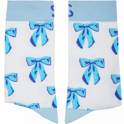 Blue Bows Cute Bamboo Knit Socks for Women