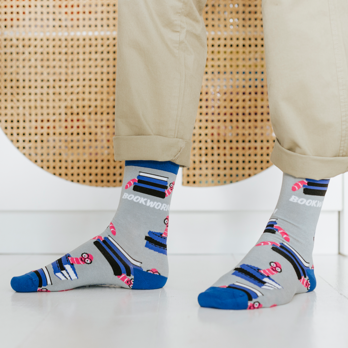Bookworm Natural Bamboo Knit Socks