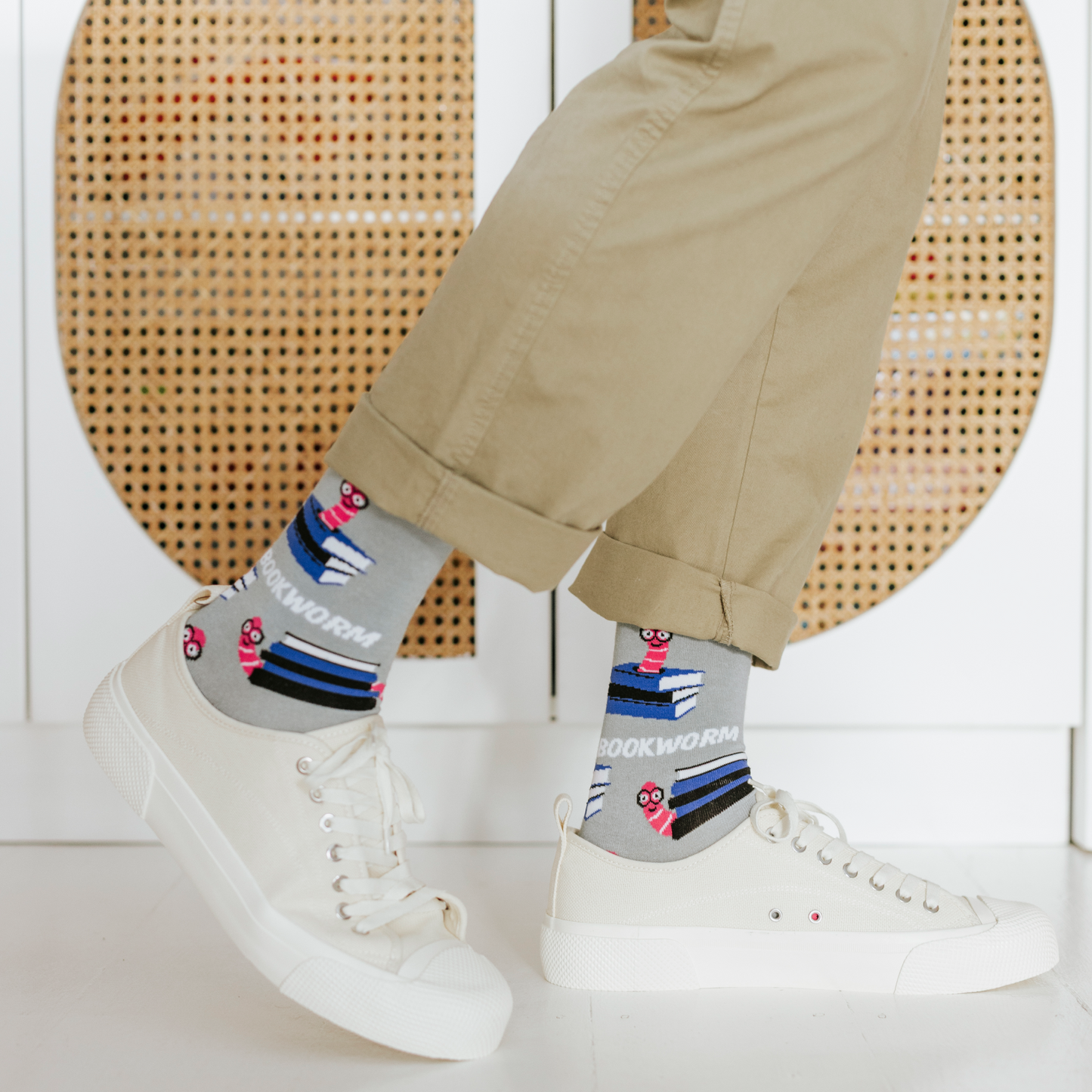Bookworm Natural Bamboo Knit Socks