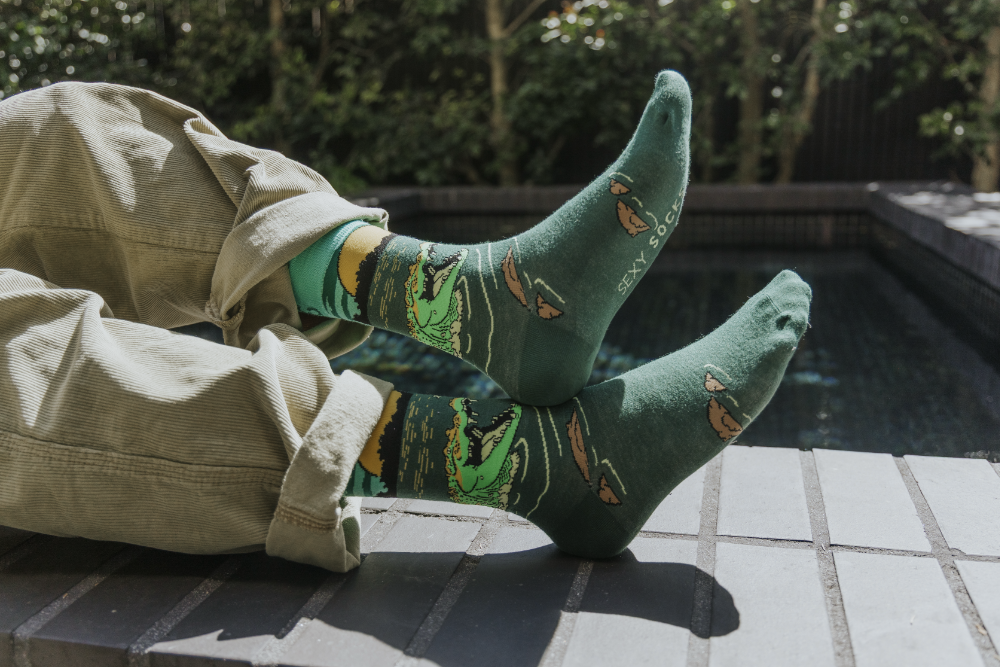 Swamp Gator Natural Bamboo Knit Socks