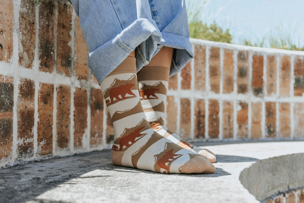 Brown Bears Natural Bamboo Knit Socks