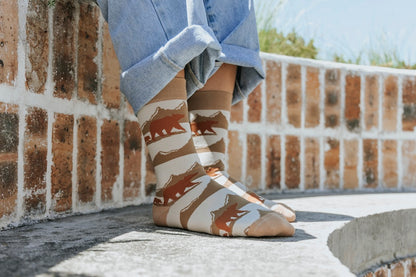 Brown Bears Natural Bamboo Knit Socks