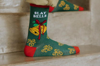 Slay Bells Natural Bamboo Knit Socks