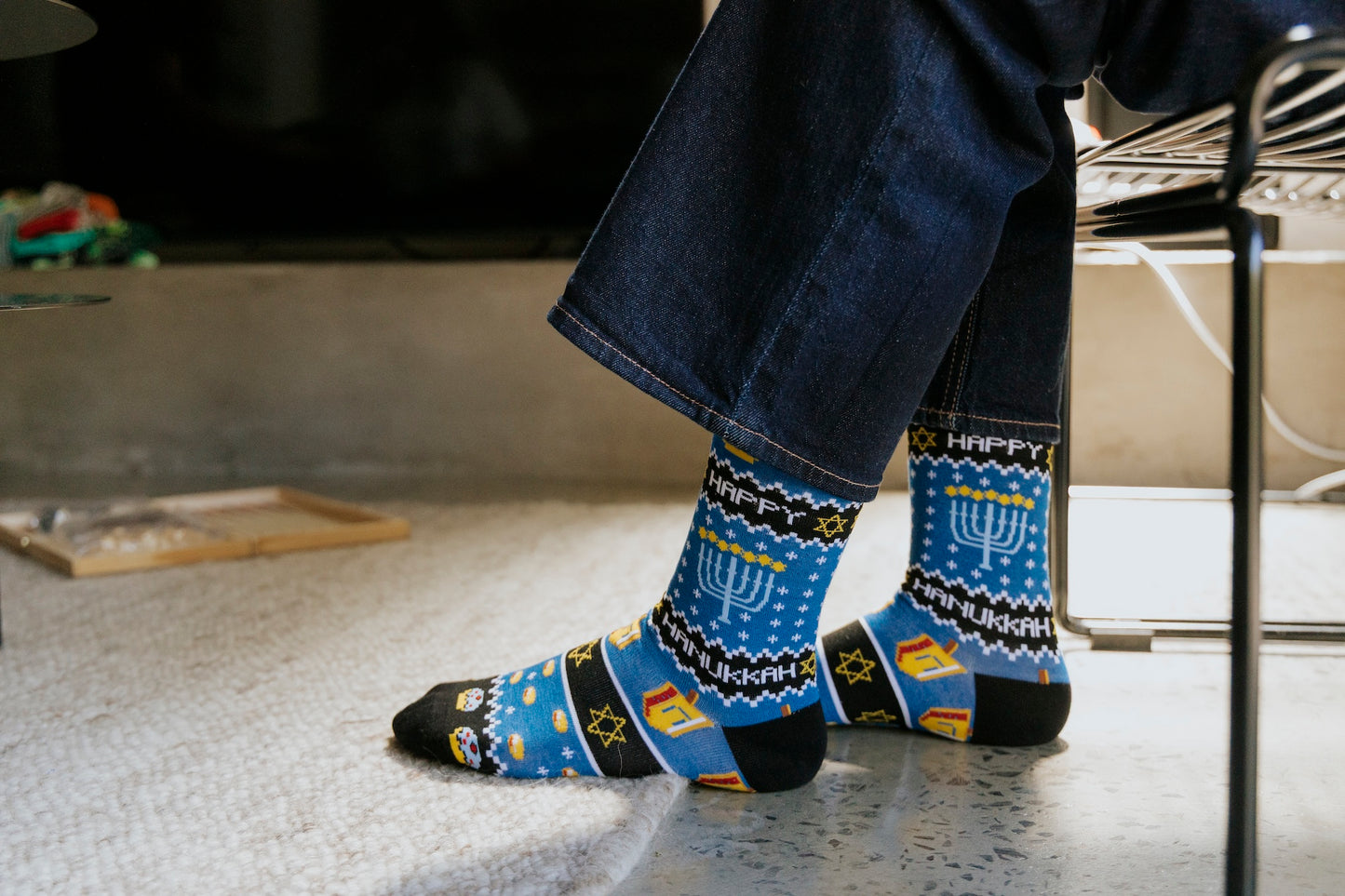 Hanukkah Natural Bamboo Knit Socks