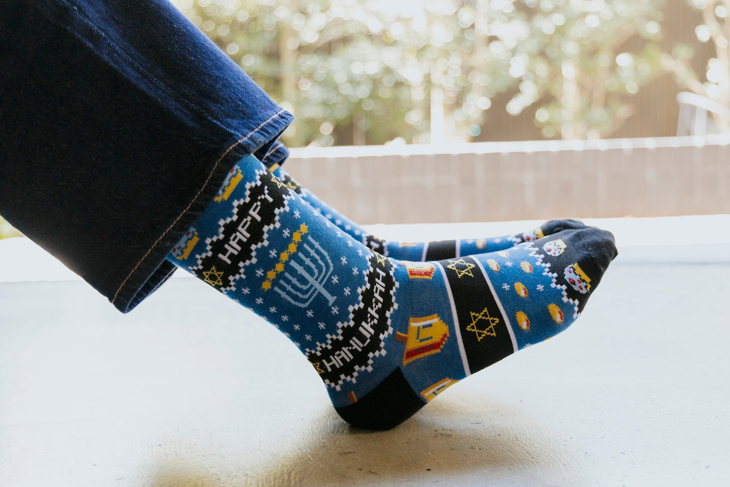 Hanukkah Natural Bamboo Knit Socks