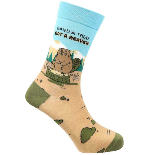 Eat a Beaver Natural Bamboo Knit Socks