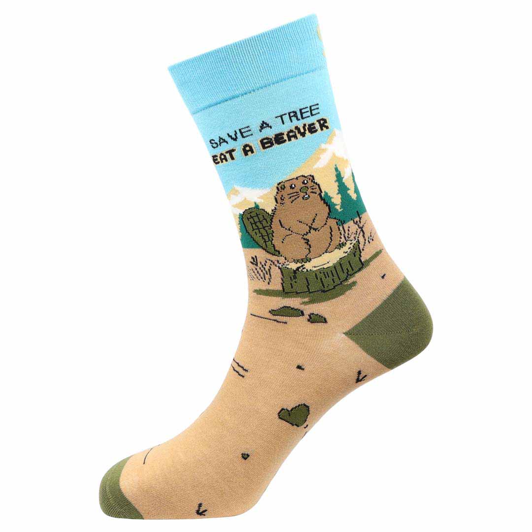 Eat a Beaver Natural Bamboo Knit Socks