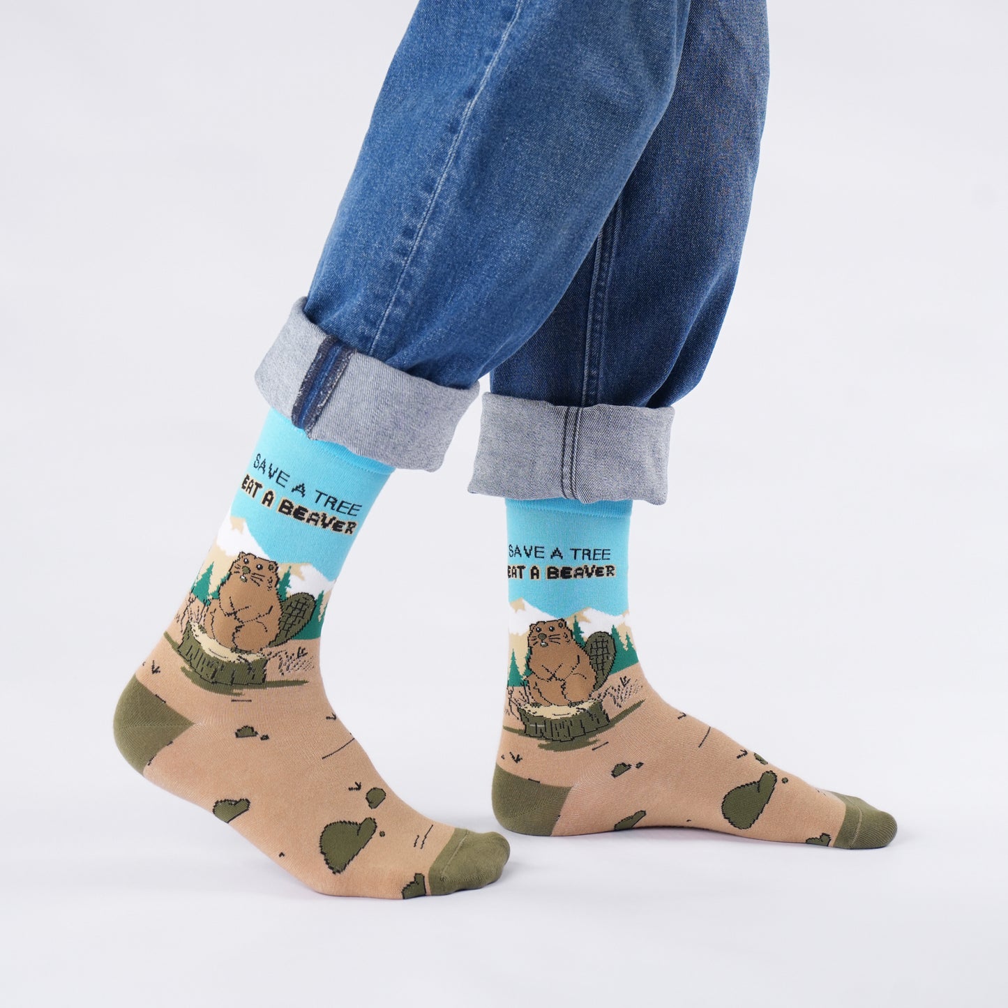 Eat a Beaver Funny Bamboo Knit Socks