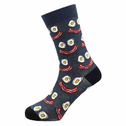 Eggs and Bacon Natural Bamboo Knit Socks