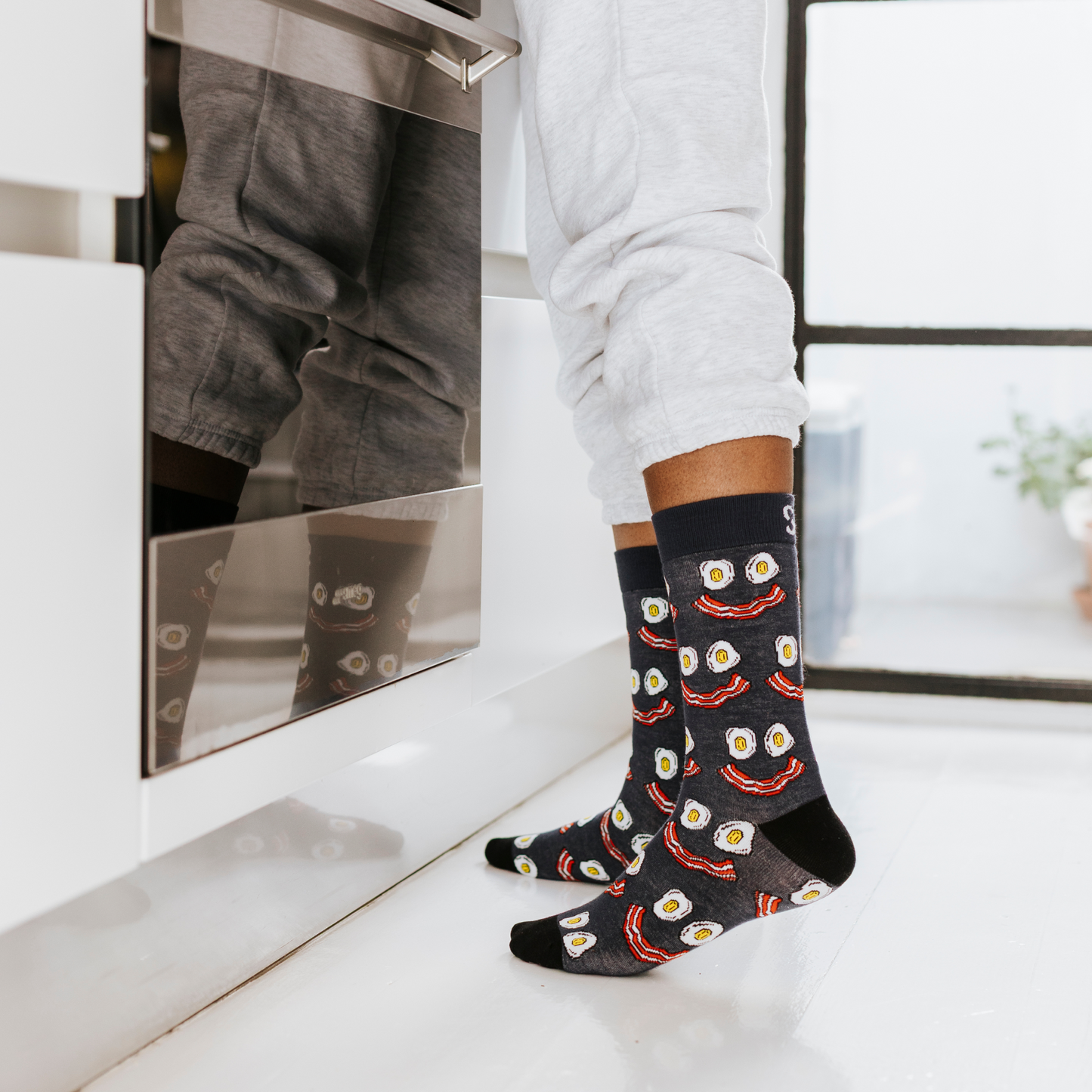 Eggs and Bacon Natural Bamboo Knit Socks