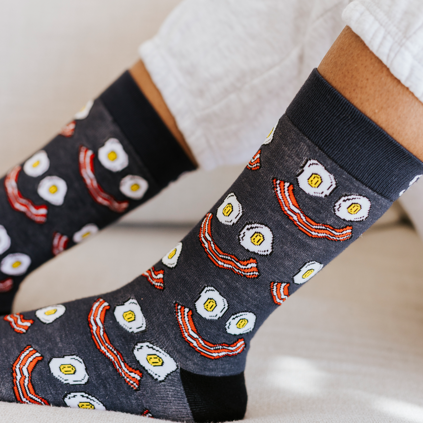 Eggs and Bacon Natural Bamboo Knit Socks
